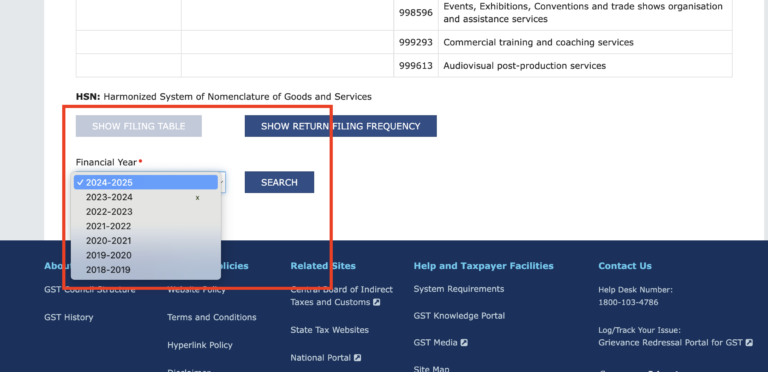 GSTN enabled New Track Return Filing Status – Financial Year-wise form year 2017